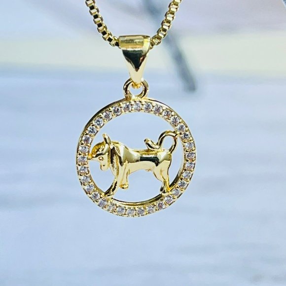 Gold Plated‎ TAURUS Sing Zodiac Horoscope Pendant Necklace - Picture 6 of 6